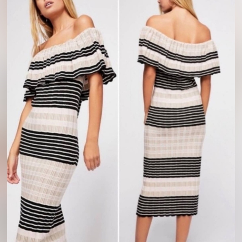 Free People Off Duty Sweater Knit Dress Striped Fall Winter Size XS